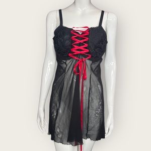 Red Corset Detail Plus Babydoll